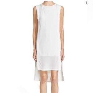 Public School White Sleeveless multi layered silk dress